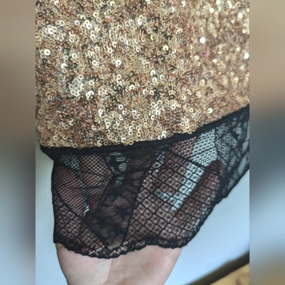 Zadig & Voltaire Justicias Gold Sequin Lace Skirt Size 34 - Picture 8 of 10